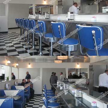 1950s American retro V back double booth sofas and table set, black bar counter gallery-Australia Jimbc's diner